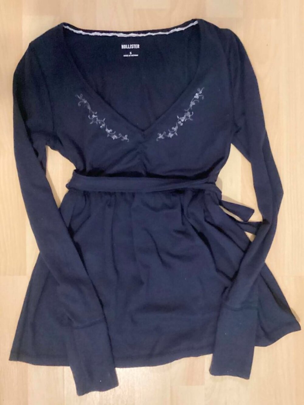 Y2K Navy Blue Hollister Babydoll Long Sleeve Top